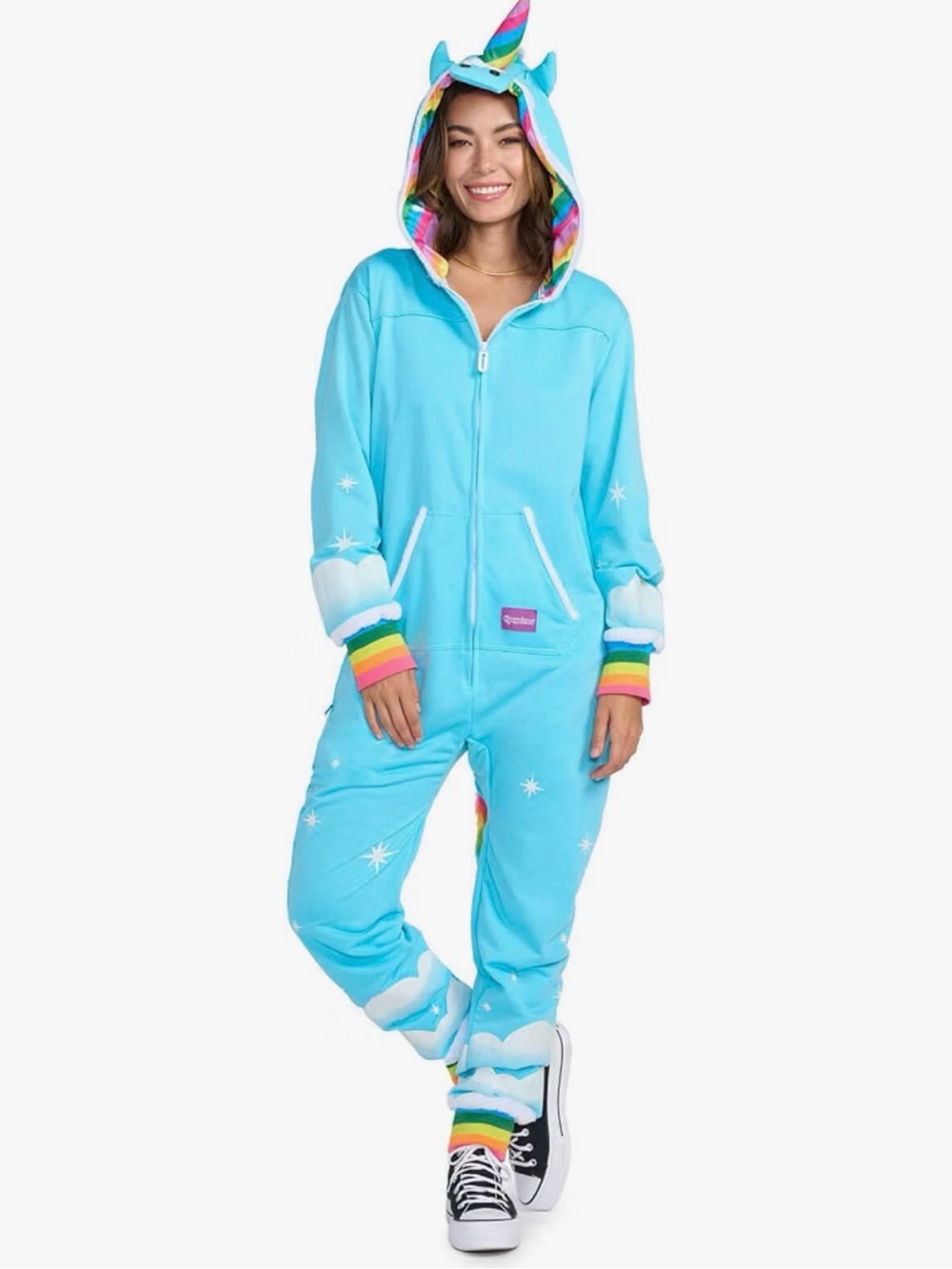 NWT Tipsy Elves Blue Rainbow Unicorn Onesie Romper